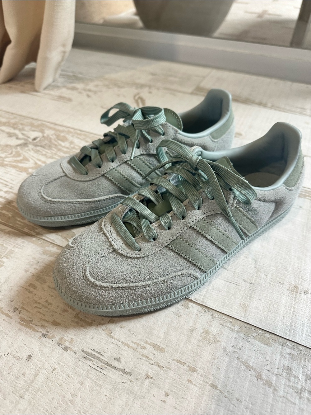 adidas Women's Mint Green Suede Sneakers